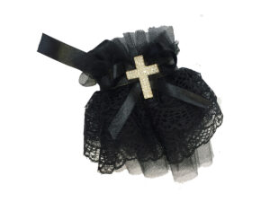 Гривна от плат в черно, с декорация кръст