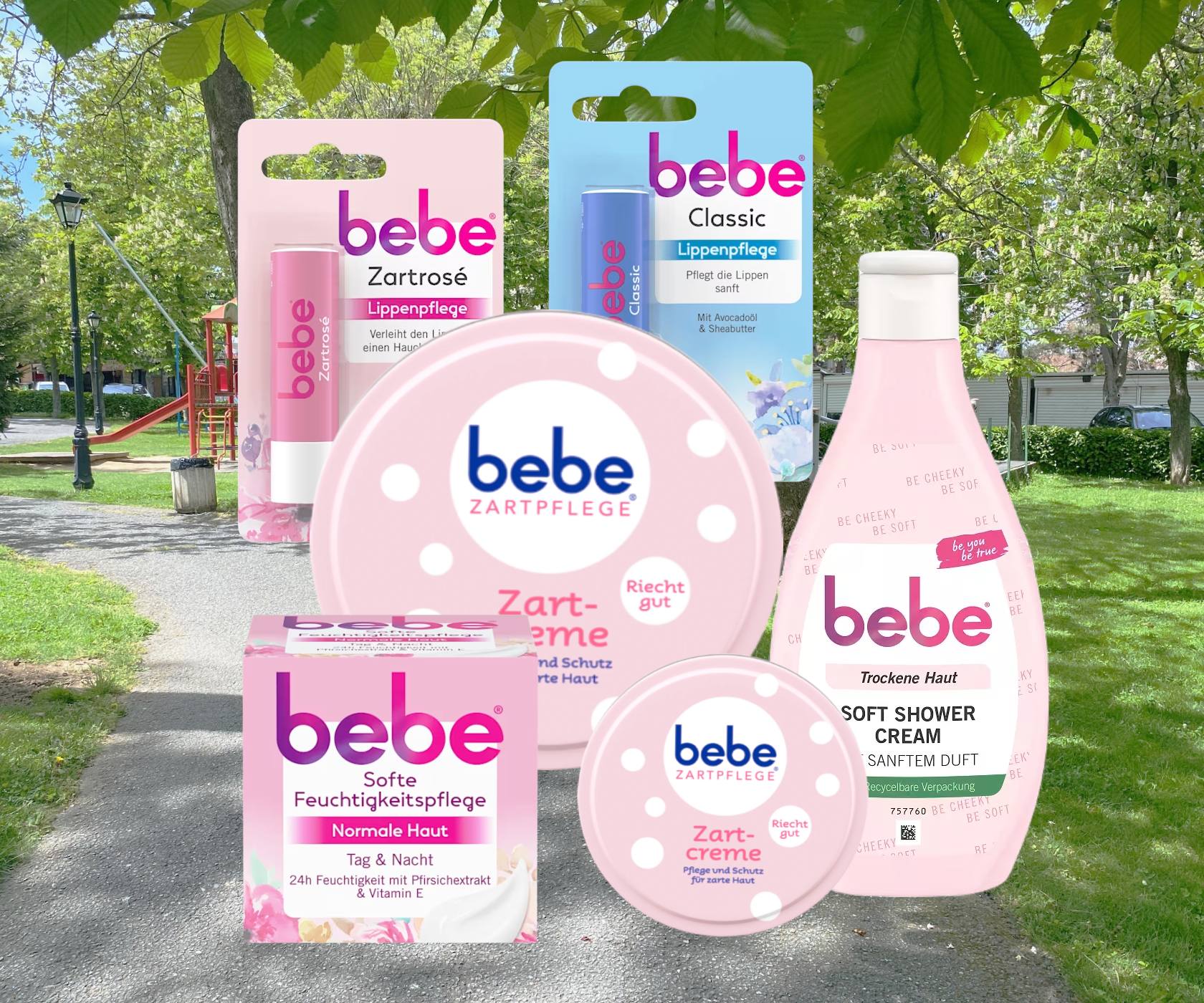 Bebe - кремове за лице, гланц за устни, душ гел
